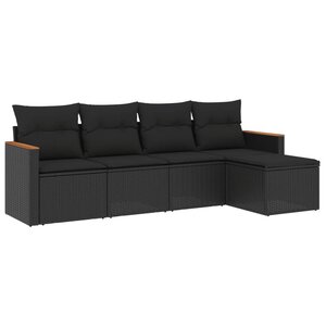 vidaXL Salon de jardin 5 Pièces avec coussins noir résine tressée