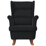 vidaXL Fauteuil à bascule à oreilles en velours noir bois massif