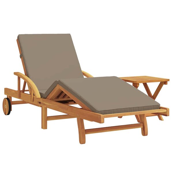 vidaXL Transat 2 Pièces Taupe 200 x 67 x 84 cm Bois d'Acacia Massif
