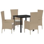 vidaXL Ensemble de salle à manger pour jardin 5 Pièces Beige polyrotin
