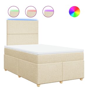 vidaXL Sommier à lattes de lit avec matelas crème 120x190 cm tissu