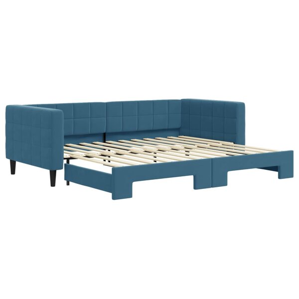 vidaXL Lit de jour avec lit gigogne bleu 90x200 cm velours