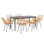 vidaXL Ensemble à manger de jardin 7 Pièces Résine tressée