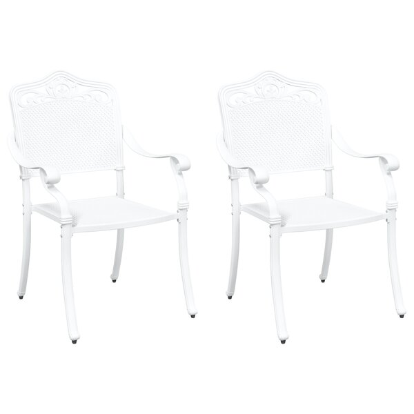 Chaises de jardin vidaXL 2 Pièces en alu moulé blanc