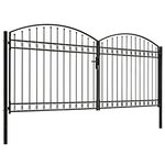 vidaXL Portillon double porte avec dessus arqué Acier 400x200 cm Noir