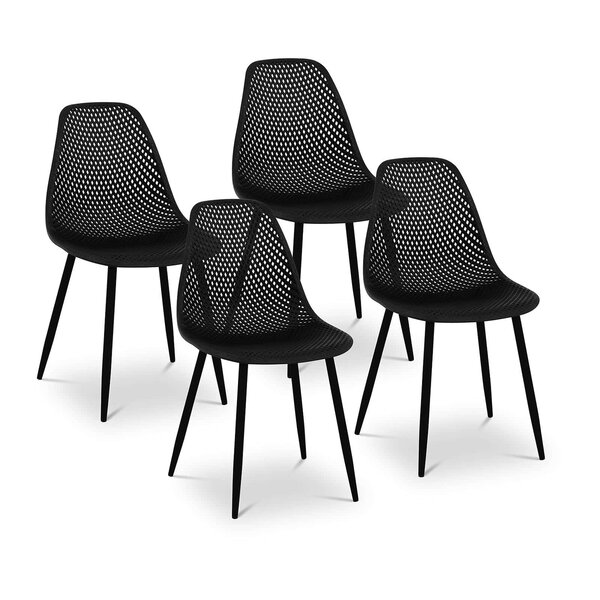 Lot de 4 chaises salon salle à manger restaurants  les cafés  les bureaux et les salles d'attente 150 kg max noir 14_0006004