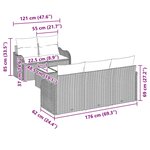 vidaXL Canapé de jardin 6 pièces en poly rattan avec coussins marron