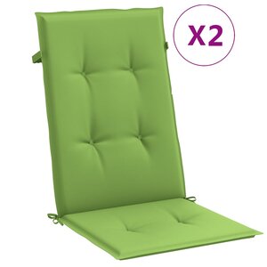 vidaXL Coussins de chaise à dossier haut lot de 2 vert mélangé tissu