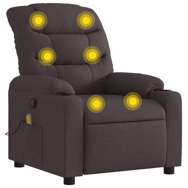 vidaXL Fauteuil de massage inclinable Marron foncé Tissu