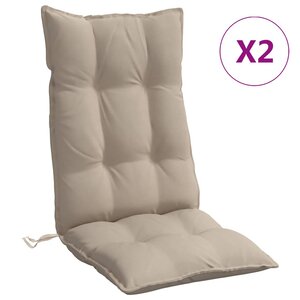 vidaXL Coussins de chaise à dossier haut lot de 2 taupe tissu oxford