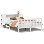 vidaXL Lit bibliothèque sans matelas blanc 160x200 cm bois pin massif