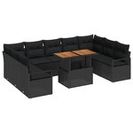 vidaXL Ensemble de canapé de jardin avec coussin 10 Pièces Noir et Marron