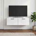 vidaXL Meuble TV mural Montage mural Blanc brillant 98 x 41 x 30 cm