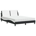 vidaXL Lit avec matelas noir et blanc 140x190 cm similicuir