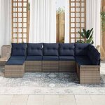 vidaXL Ensemble de canapé de jardin avec coussin 8 Pièces Gris polyrotin