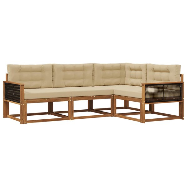 vidaXL Ensemble de canapés d'extérieur 4 pc Naturel et Beige