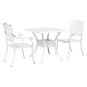 vidaXL Ensemble de tables de jardin 3 Pièces Blanc 80 x 80 x 75 cm