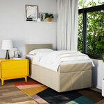 vidaXL Sommier à lattes de lit avec matelas Crème 90x200 cm Tissu