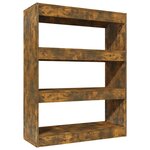vidaXL Bibliothèque/Séparateur de pièce chêne fumé bois d'ingénierie