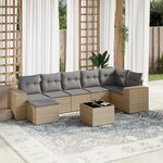 vidaXL Salon de jardin avec coussins 8 Pièces beige résine tressée