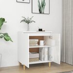 vidaXL Buffet avec pieds en bois blanc brillant bois d'ingénierie
