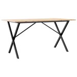 vidaXL Table à manger cadre en X 140x80x75 cm bois de pin massif acier
