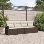vidaXL Salon de jardin 4 Pièces avec coussins marron résine tressée