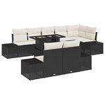 vidaXL Ensemble de canapé de jardin avec coussin 9 Pièces Noir et crème