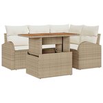 vidaXL Ensemble de canapé de jardin avec coussin 5 Pièces beige et crème