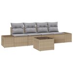 vidaXL Ensemble de canapé de jardin 5 pièces avec coussins Beige poly rotin