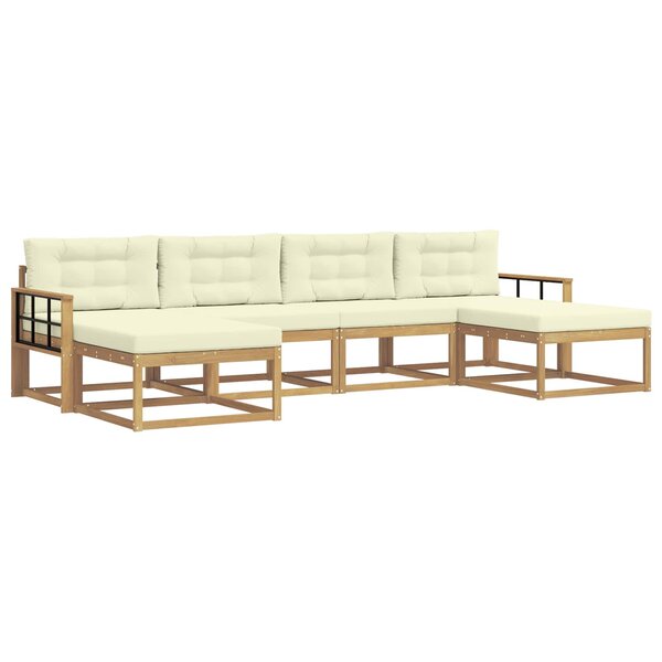 vidaXL Ensemble de canapés d'extérieur 6 pc Blanc et crème