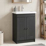 vidaXL Armoire sous évier de salle de bain Noir 56 x 37 5 x 81 cm