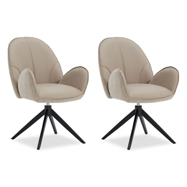 Lot 2 chaises oeuf modernes cuir bouclé beige