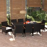 vidaXL Ensemble à manger de jardin coussins 9Pièces Résine tressée Noir