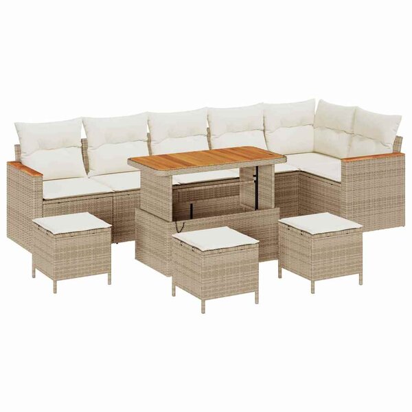 vidaXL Ensemble de canapé de jardin 10 Pièces Beige Poly rotin