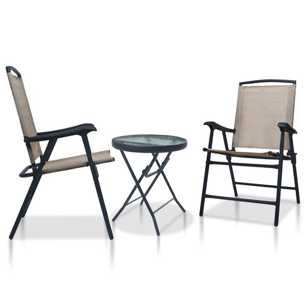 vidaXL Ensemble de bistro 3 Pièces Taupe Acier
