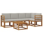 vidaXL Ensemble de canapés d'extérieur 6 Pièces Gris Naturel et Clair