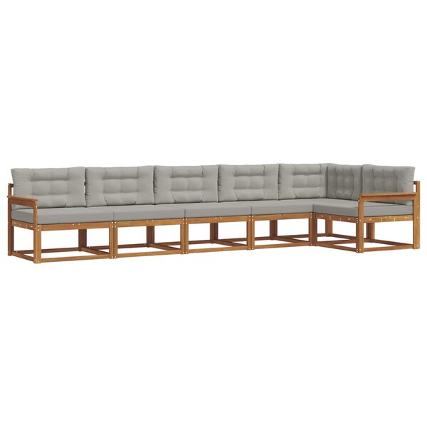 vidaXL Ensemble de canapés d'extérieur 6 pc Naturel et gris clair