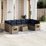 vidaXL Salon de jardin 10 Pièces avec coussins gris résine tressée