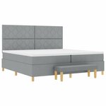 vidaXL Lit à ressorts avec coussin Gris clair 200 x 200 cm tissu