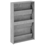 vidaXL Armoire à chaussures miroir 3 niveaux Sonoma gris 63x17x102 5cm