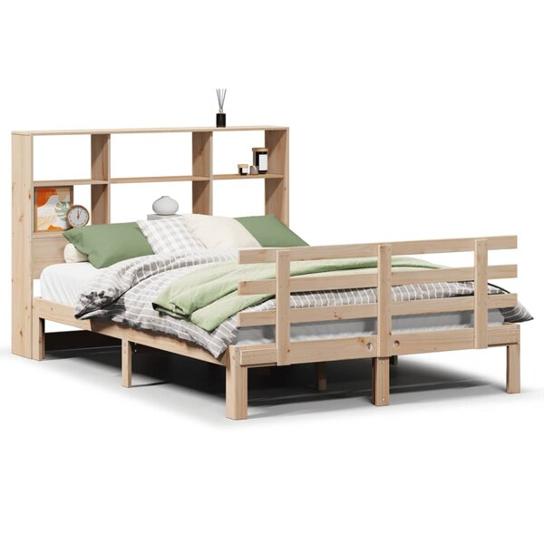 vidaXL Lit bibliothèque sans matelas 140x190 cm bois de pin massif