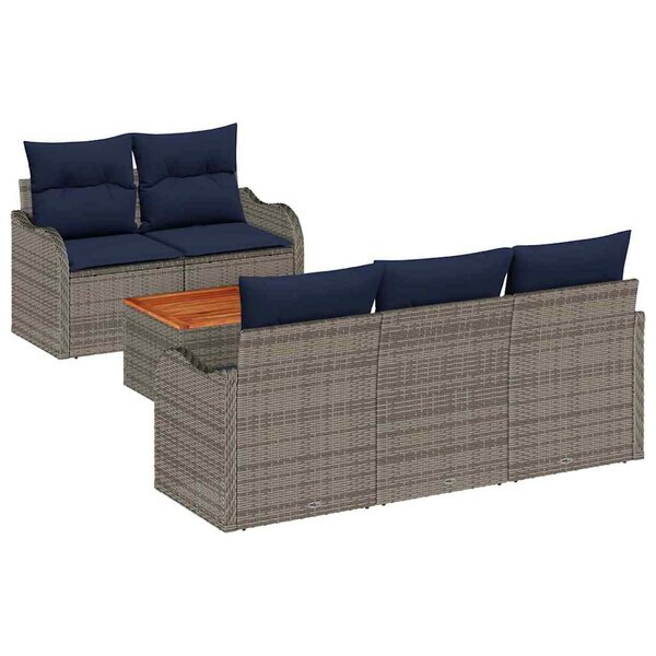 vidaXL Ensemble de canapé de jardin 6 Pièces Gris Poly rotin