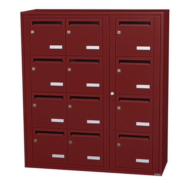 Bloc collectif Leabox  3x4  grade 3  simple face  intérieur  fixation murale  rouge brun ral 3011 finition brillante