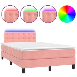 vidaXL Sommier à lattes de lit avec matelas et LED Rose 120x200cm