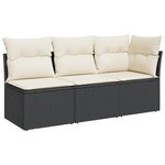 vidaXL Canapé de jardin avec coussins 3 places noir résine tressée