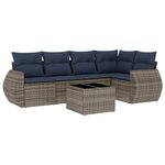 vidaXL Salon de jardin 6 Pièces avec coussins gris résine tressée