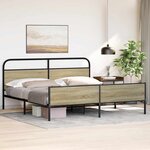 vidaXL Cadre de lit en métal sans matelas chêne sonoma 193x203 cm