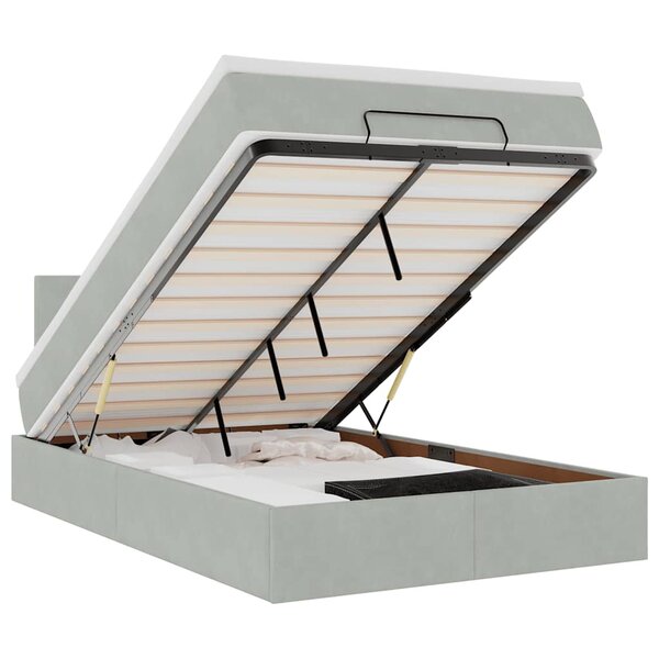 vidaXL Cadre de lit ottoman et matelas gris clair 120x200 cm velours