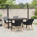 vidaXL Ensemble de salle à manger pour jardin 5 Pièces Noir polyrotin